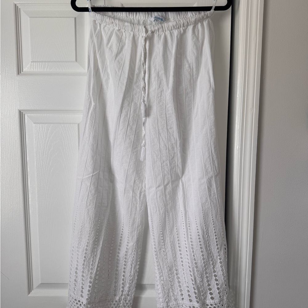 Blue Island White swim cover Textured Pants